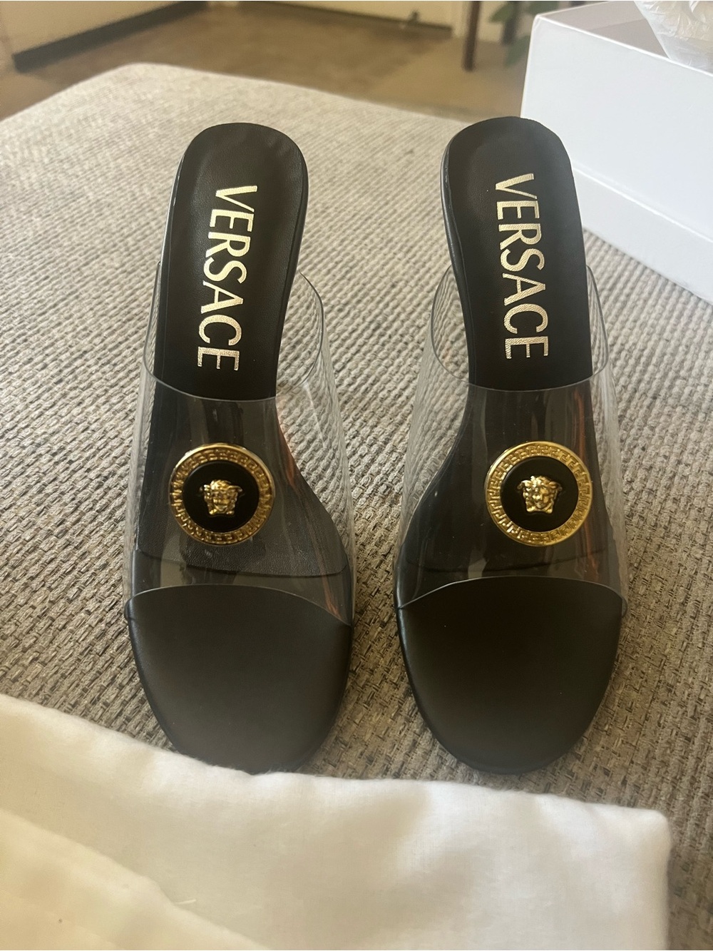 Inspired Women’s Black Clear Medusa Slide Sandals